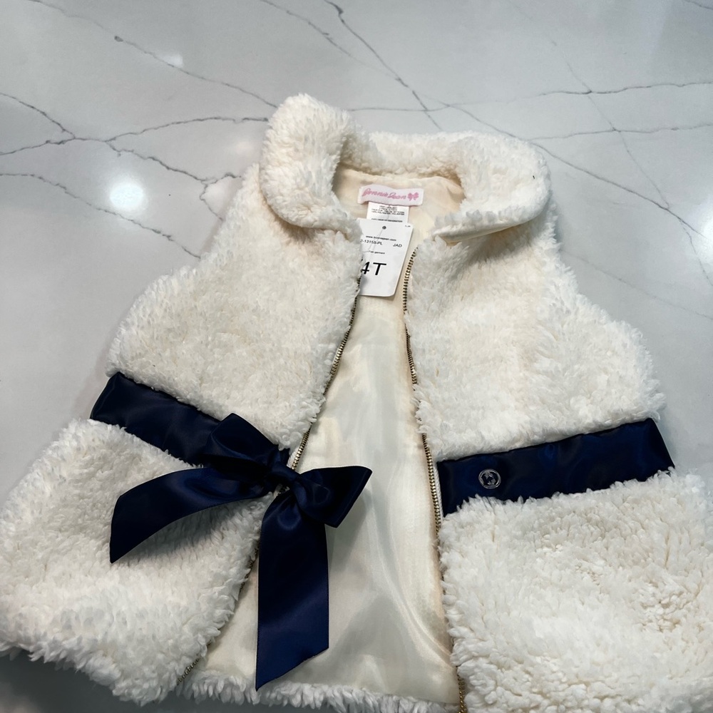 Janie and Jack Ivory and Navy Bow Vest